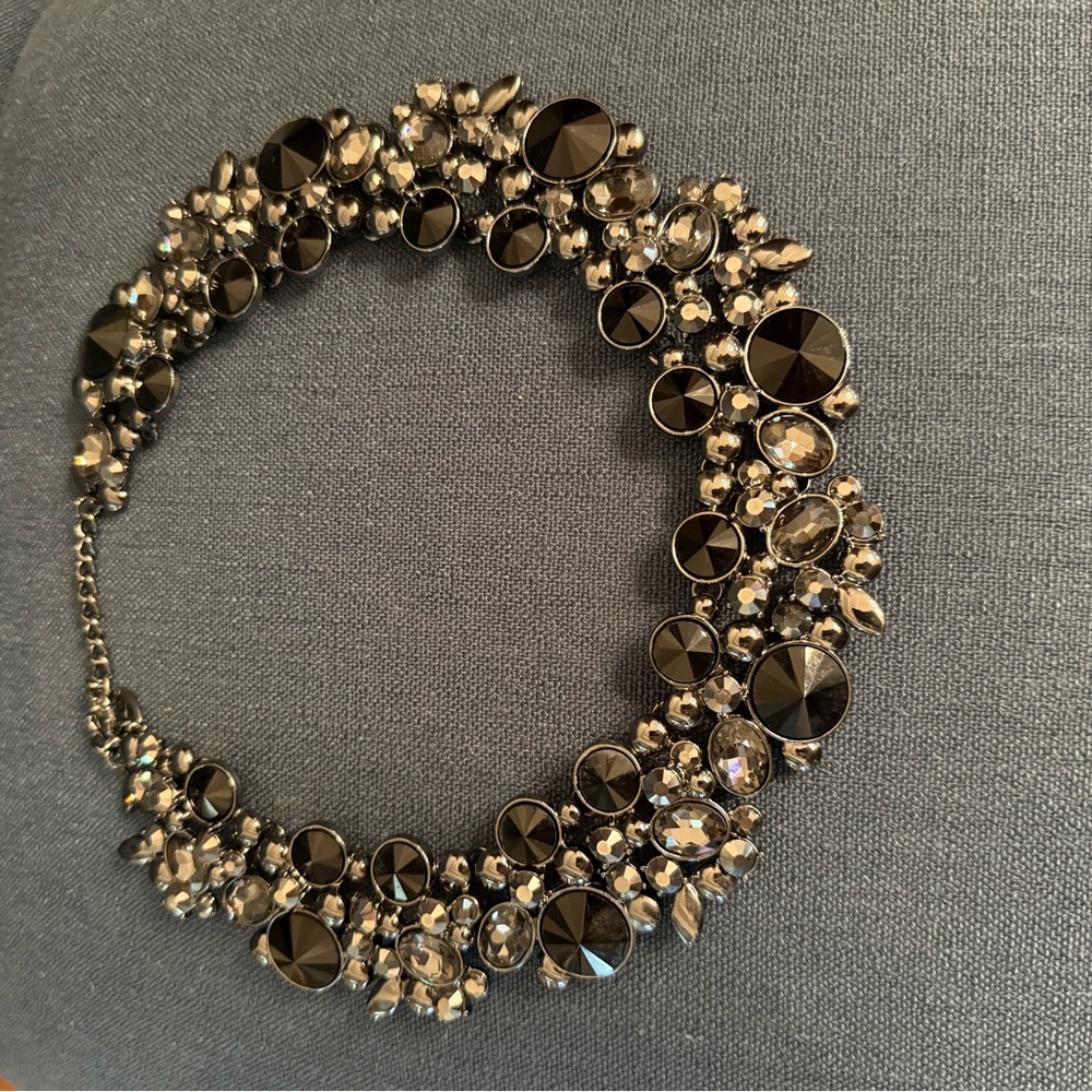 Elegant Black and Silver Statement Necklace